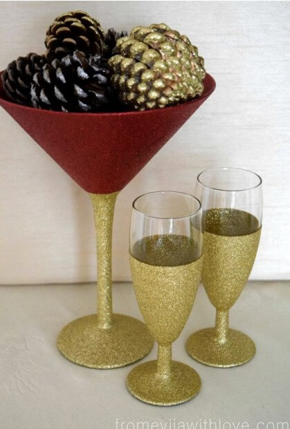 Kerstcocktailglazen met glitters