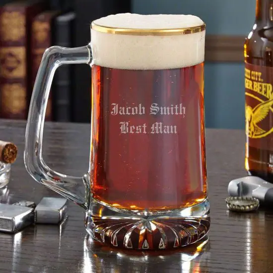 Personalized Beer Mugs With Gold Rim