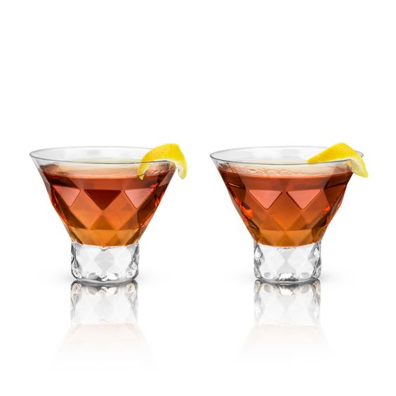 Stilvolle Martini-Cocktailgläser ohne Stiel, 7,5 oz